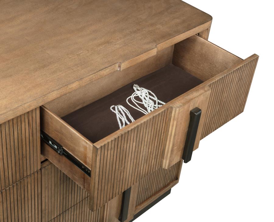 Coaster 224900Q-S5P 5 pc Terrace ash brown finish wood reeded design fronts queen headboard bedroom set