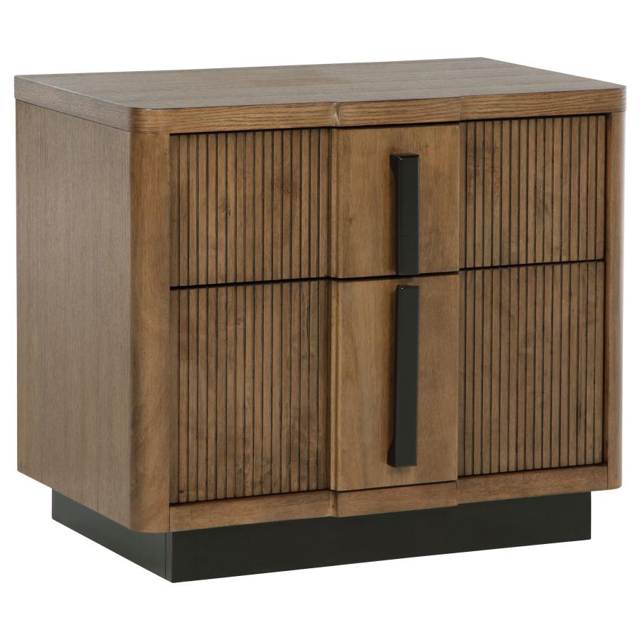 Coaster 224902 Terrace ash brown finish wood 2 drawer nightstand with fluted design front panels