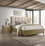 Coaster 224921Q-S4 4 pc Granada natural pine finish wood cream fabric headboard queen bedroom set