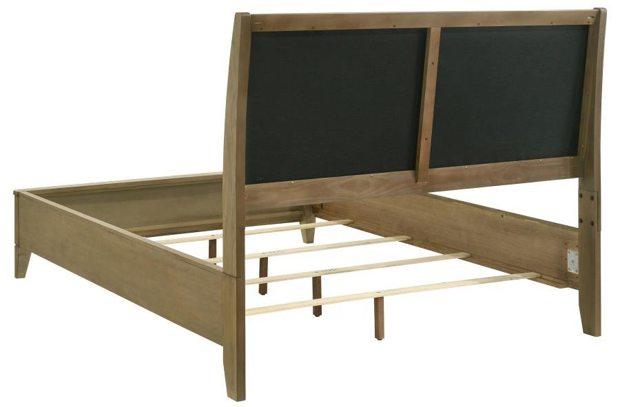 Coaster 224921Q-S4 4 pc Granada natural pine finish wood cream fabric headboard queen bedroom set