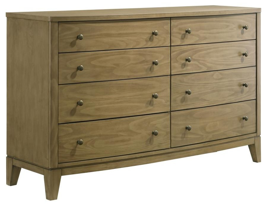Coaster 224921Q-S4 4 pc Granada natural pine finish wood cream fabric headboard queen bedroom set