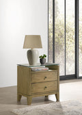 Coaster 224922 Granada natural pine finish wood glass top bed side table nightstand with 2 drawers