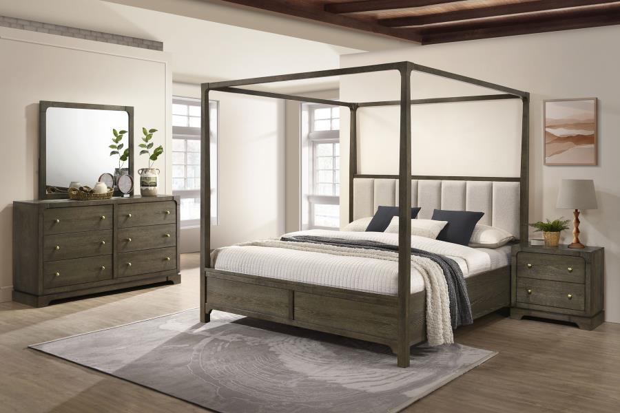 Coaster 224931Q-S4 4 pc Gran park dark cocoa finish wood transitional canopy poster queen bedroom set