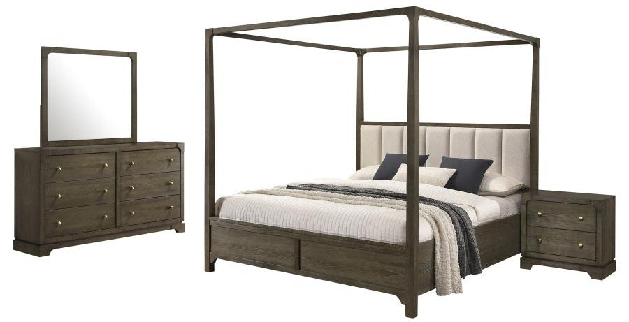 Coaster 224931Q-S4 4 pc Gran park dark cocoa finish wood transitional canopy poster queen bedroom set