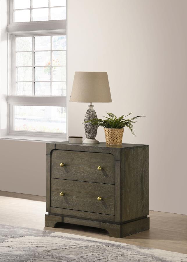 Coaster 224932 Gran park dark cocoa finish wood bedroom nightstand with brass knobs