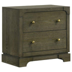 Coaster 224932 Gran park dark cocoa finish wood bedroom nightstand with brass knobs