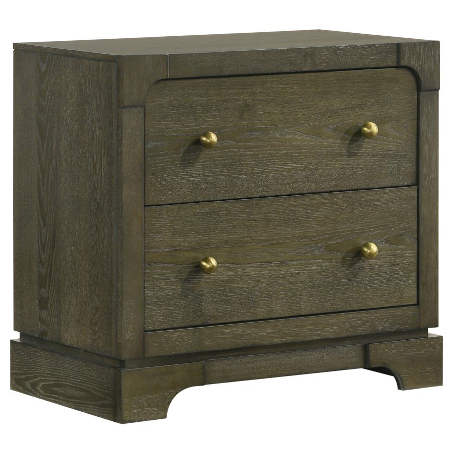 Coaster 224932 Gran park dark cocoa finish wood bedroom nightstand with brass knobs