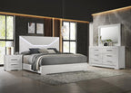 Coaster 224941Q-S4 4 pc Ives white high gloss finish wood LED accent lighting queen bedroom set diamond pattern accents