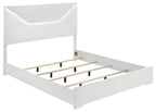 Coaster 224941Q-S4 4 pc Ives white high gloss finish wood LED accent lighting queen bedroom set diamond pattern accents