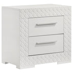 Coaster 224941Q-S4 4 pc Ives white high gloss finish wood LED accent lighting queen bedroom set diamond pattern accents