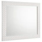 Coaster 224941Q-S4 4 pc Ives white high gloss finish wood LED accent lighting queen bedroom set diamond pattern accents