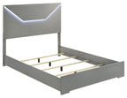 Coaster 224971Q-S4 4 pc Ives grey high gloss finish wood LED accent lighting queen bedroom set diamond pattern accents