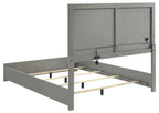 Coaster 224971Q-S4 4 pc Ives grey high gloss finish wood LED accent lighting queen bedroom set diamond pattern accents