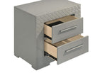 Coaster 224971Q-S4 4 pc Ives grey high gloss finish wood LED accent lighting queen bedroom set diamond pattern accents