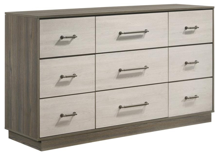 Coaster 224981Q-S4 4 pc Fenwick grey oak / almond finish wood mid-century modern queen bedroom set