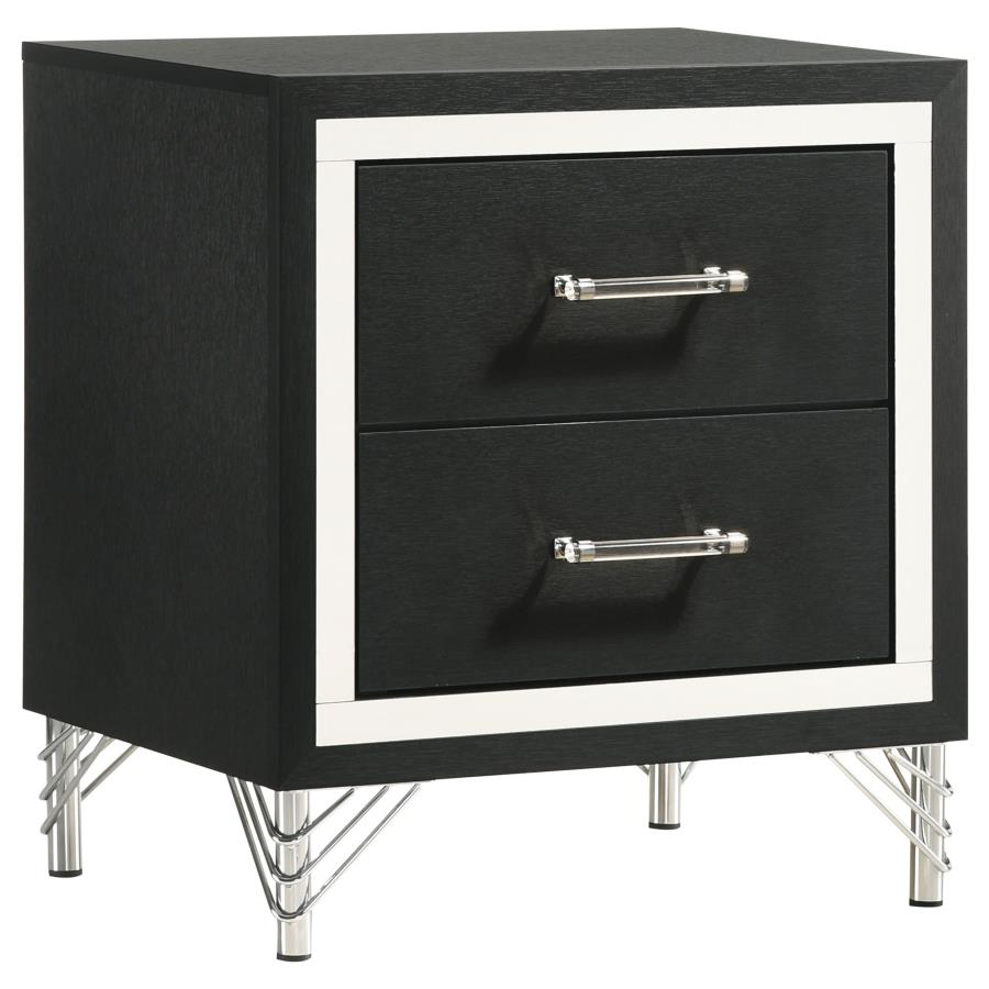 Coaster 224991Q-S4 4 pc Lucia black and silver finish wood grey velvet upholstered queen bedroom set