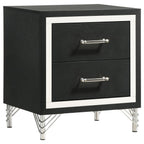 Coaster 224991Q-S4 4 pc Lucia black and silver finish wood grey velvet upholstered queen bedroom set