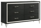 Coaster 224991Q-S4 4 pc Lucia black and silver finish wood grey velvet upholstered queen bedroom set