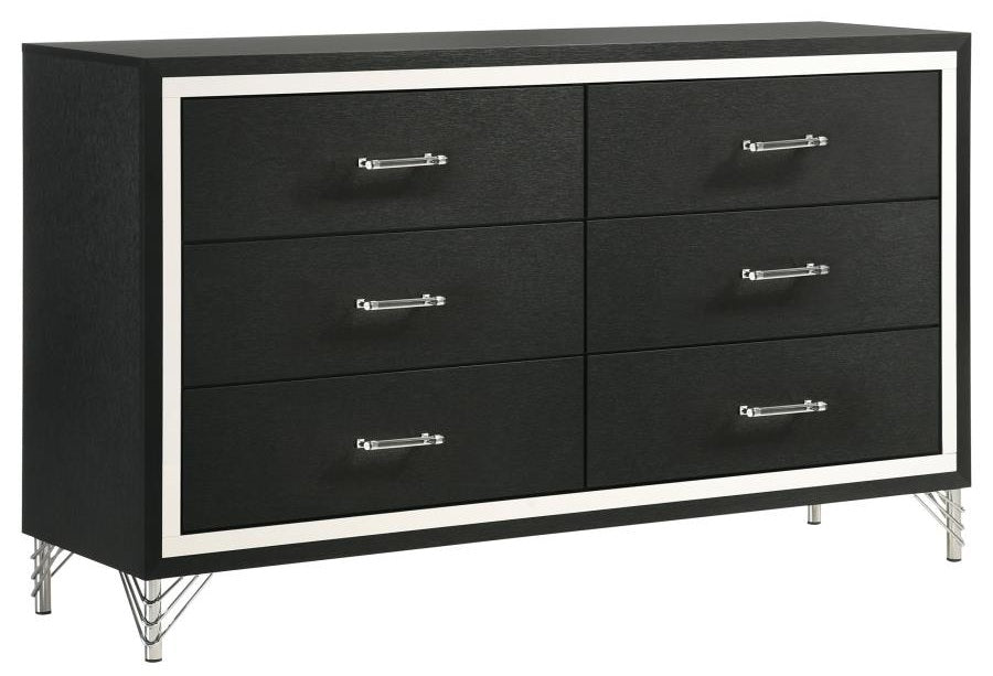 Coaster 224991Q-S4 4 pc Lucia black and silver finish wood grey velvet upholstered queen bedroom set