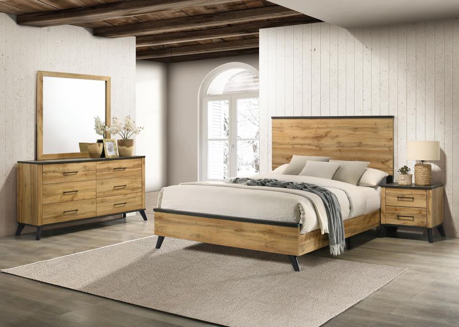 Coaster 225001Q-S4 4 pc Kaywood weathered brown / natural pine finish wood queen bedroom set