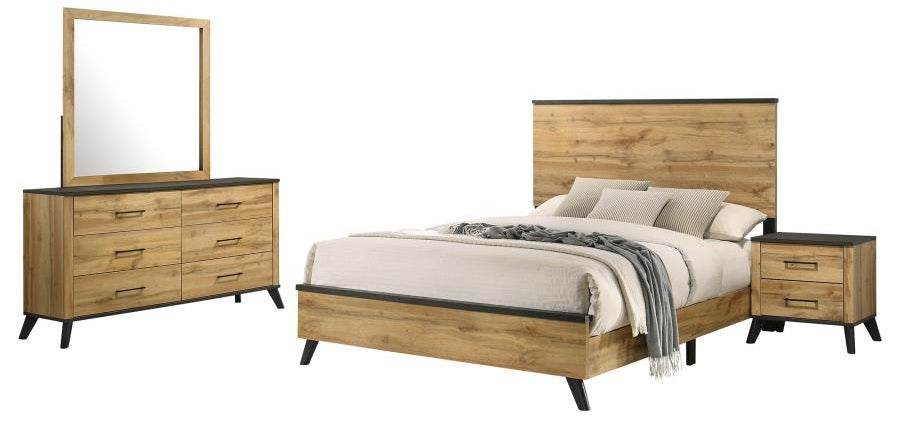 Coaster 225001Q-S4 4 pc Kaywood weathered brown / natural pine finish wood queen bedroom set