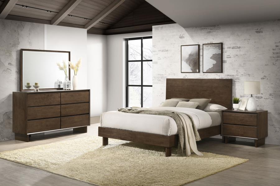 Coaster 225011Q-S4 4 pc Glenwood arm brown finish wood queen headboard bedroom set
