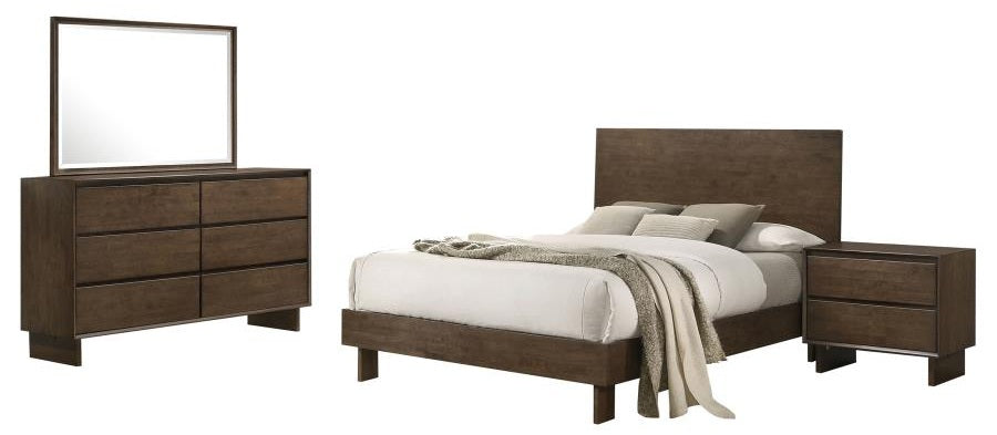 Coaster 225011Q-S4 4 pc Glenwood arm brown finish wood queen headboard bedroom set