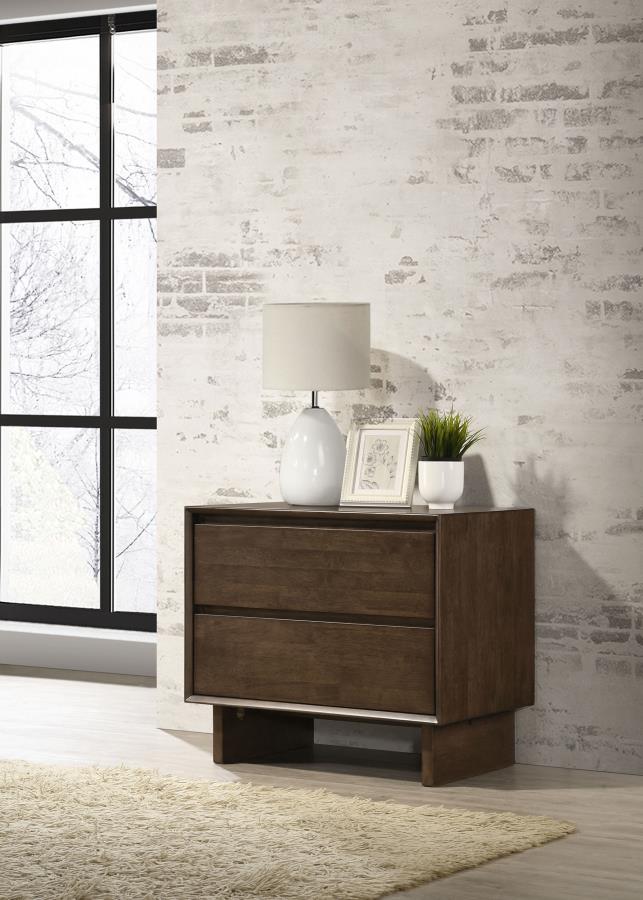 Glenwood Warm Brown Finish Wood 2-Drawer Nightstand – 225012