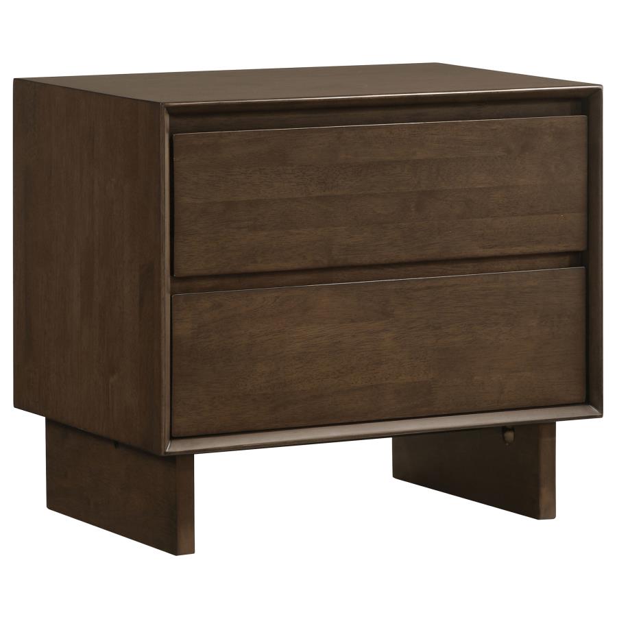 Coaster 225012 Glenwood warm brown finish wood 2 drawer nightstand straight lined