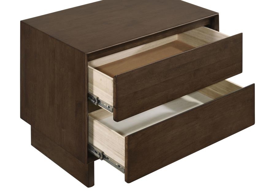 Glenwood Warm Brown Finish Wood 2-Drawer Nightstand – 225012
