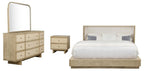 Coaster 225041Q-S4 4 pc Kailani beige oak finish wood beige fabric headboard queen bedroom set USB nightstand plugs