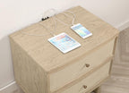Coaster 225041Q-S4 4 pc Kailani beige oak finish wood beige fabric headboard queen bedroom set USB nightstand plugs