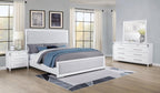 Coaster 225071Q-S4 4 pc Gracemont white finish wood queen bedroom set upholstered headboard