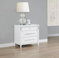 Coaster 225072 Gracemont white finish wood 3 drawer nightstand silver accents