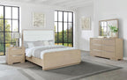 Coaster 225081Q-S4 4 pc Ladera light elm finish wood queen bedroom set upholstered headboard