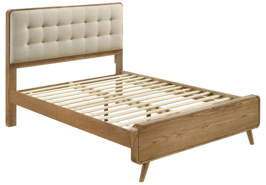 Coaster 225091Q-S4 4 pc Robyn light ash finish wood mid century modern style queen tufted bedroom set