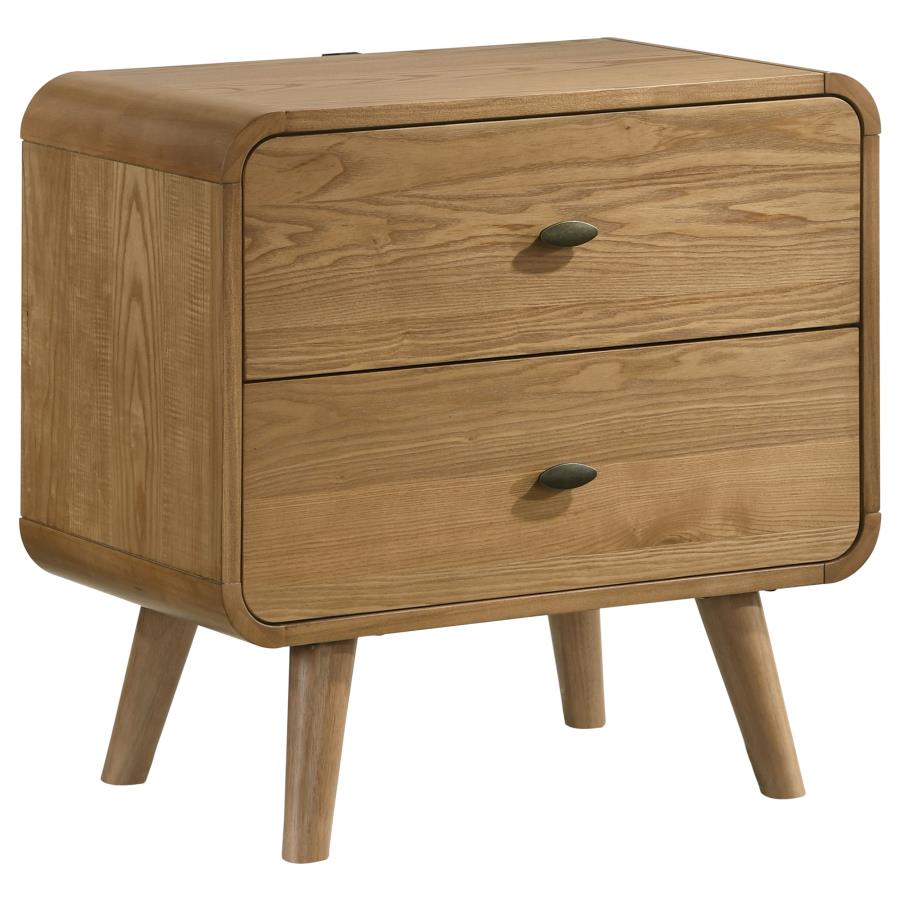 Coaster 225091Q-S4 4 pc Robyn light ash finish wood mid century modern style queen tufted bedroom set