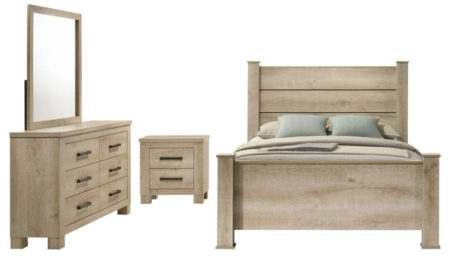 Coaster 225101Q-S4 4 pc Oak glen weathered oak finish wood rustic modern queen bedroom set