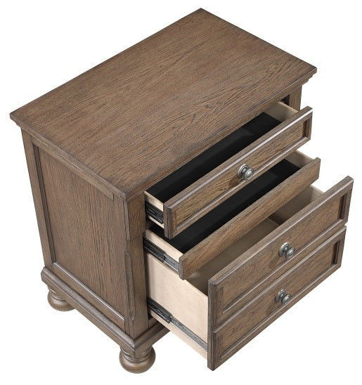 Homelegance 2259BR-4PC 4 pc Bethel antique brown wire brush finish wood bedroom set footboard drawers