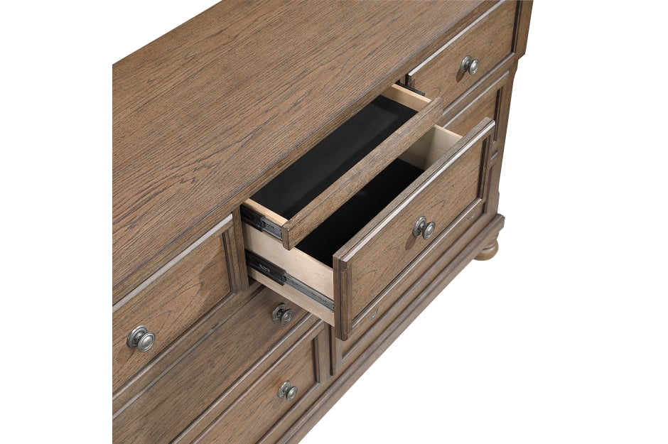 Homelegance 2259BR-4PC 4 pc Bethel antique brown wire brush finish wood bedroom set footboard drawers
