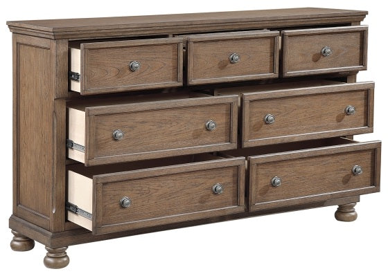 Homelegance 2259BR-4PC 4 pc Bethel antique brown wire brush finish wood bedroom set footboard drawers