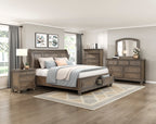 Homelegance 2259BR-4PC 4 pc Bethel antique brown wire brush finish wood bedroom set footboard drawers