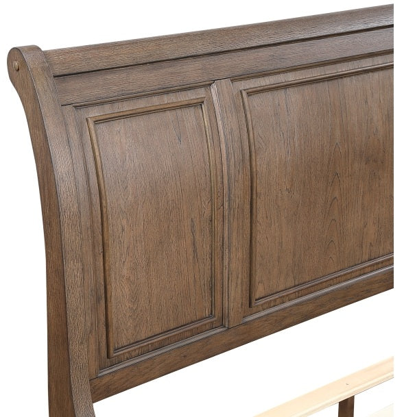 Homelegance 2259BR-4PC 4 pc Bethel antique brown wire brush finish wood bedroom set footboard drawers