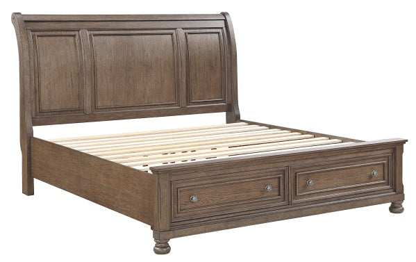 Homelegance 2259BR-4PC 4 pc Bethel antique brown wire brush finish wood bedroom set footboard drawers