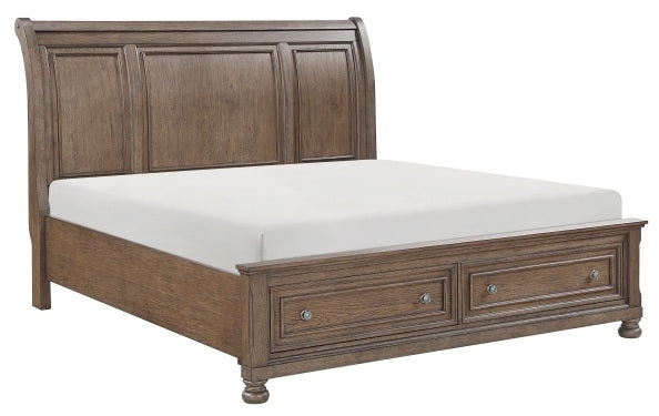 Homelegance 2259BR-4PC 4 pc Bethel antique brown wire brush finish wood bedroom set footboard drawers