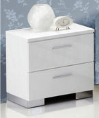 Acme 22640Q 4 pc Orren ellis Achyuth lorimar white finish wood and faux leather LED headboard queen bedroom set