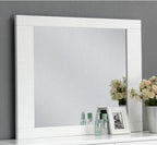 Acme 22640Q 4 pc Orren ellis Achyuth lorimar white finish wood and faux leather LED headboard queen bedroom set