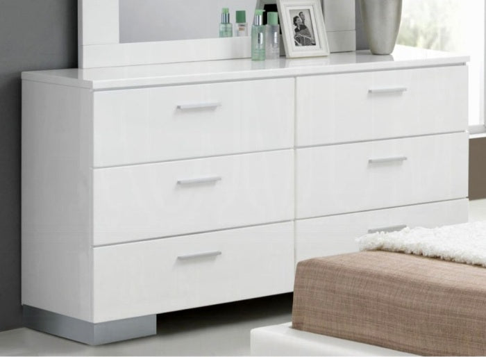 Acme 22640Q 4 pc Orren ellis Achyuth lorimar white finish wood and faux leather LED headboard queen bedroom set