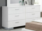 Acme 22640Q 4 pc Orren ellis Achyuth lorimar white finish wood and faux leather LED headboard queen bedroom set