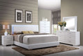 Acme 22640Q 4 pc Orren ellis Achyuth lorimar white finish wood and faux leather LED headboard queen bedroom set